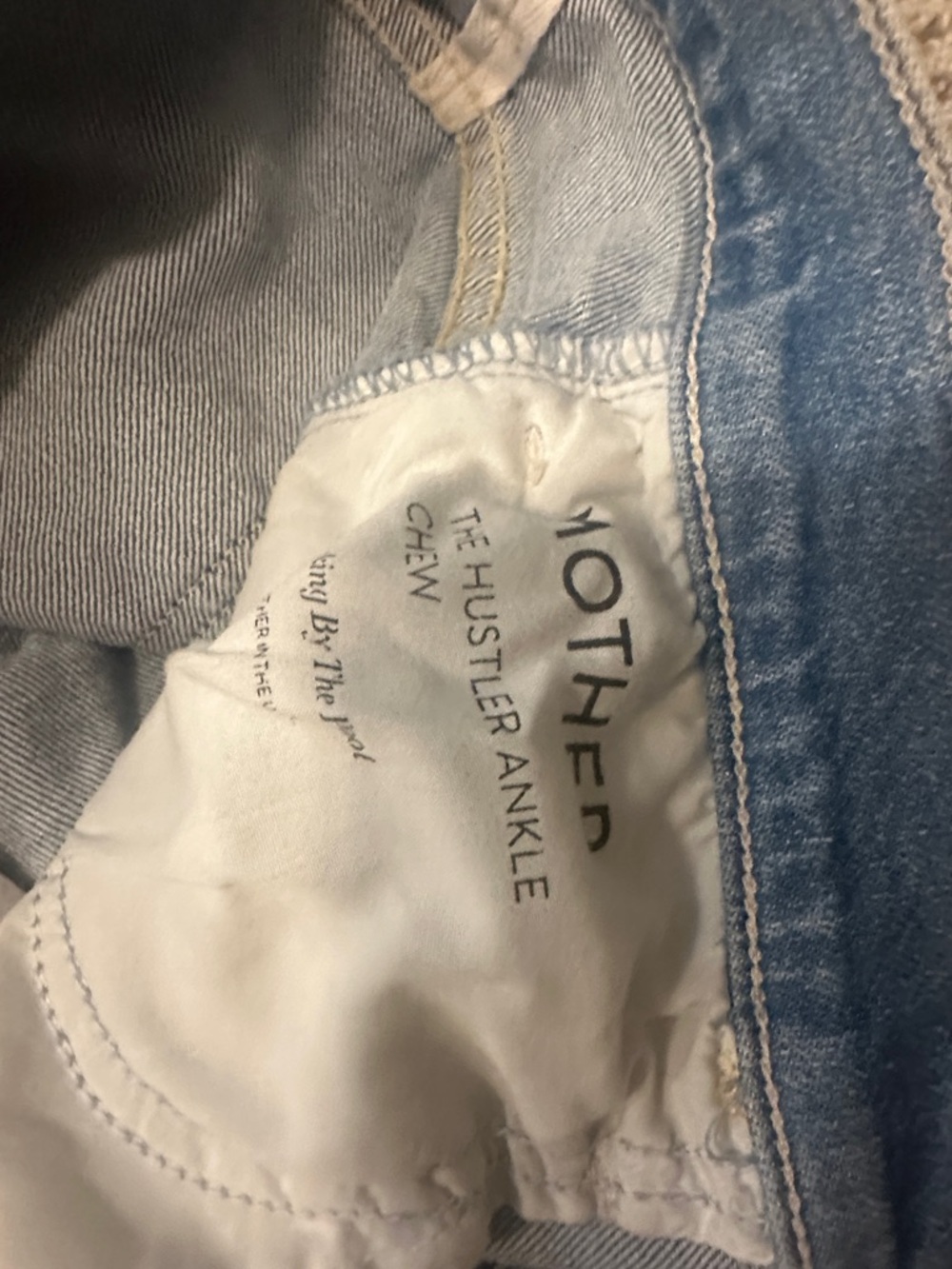 MOTHER Straight Leg Jeans in Light Blue Denim with 'M' Back Pockets - Picture 3 of 5